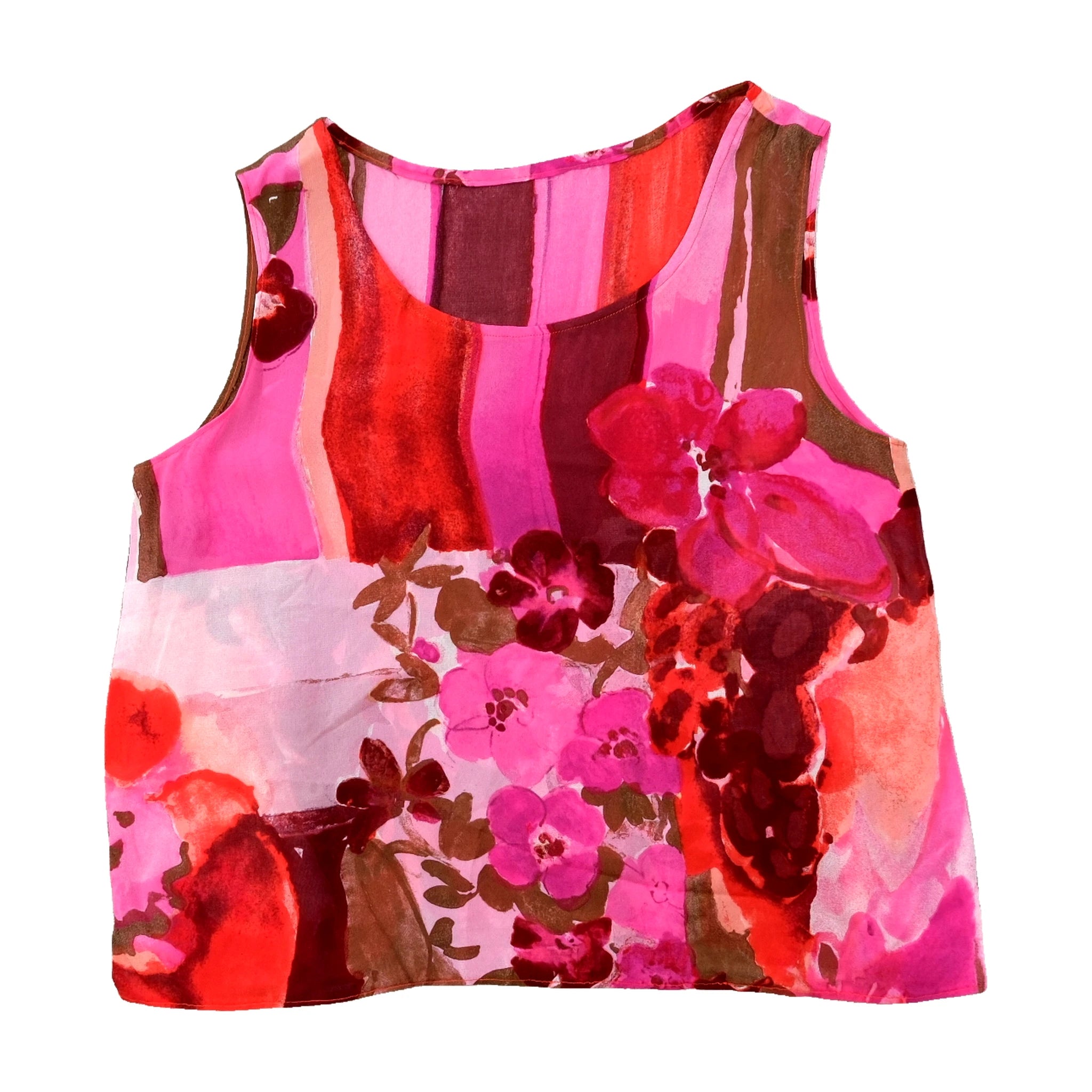 Blusa rosa sem mangas com estampado floral abstrato