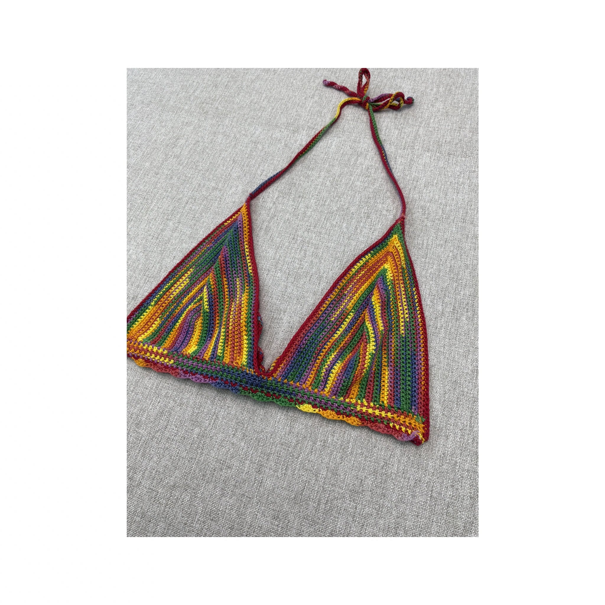 Rainbow Crochet Halter Triangle Top