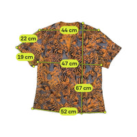 Vintage Orange & Blue Animal Print Short Sleeve Button Up Shirt