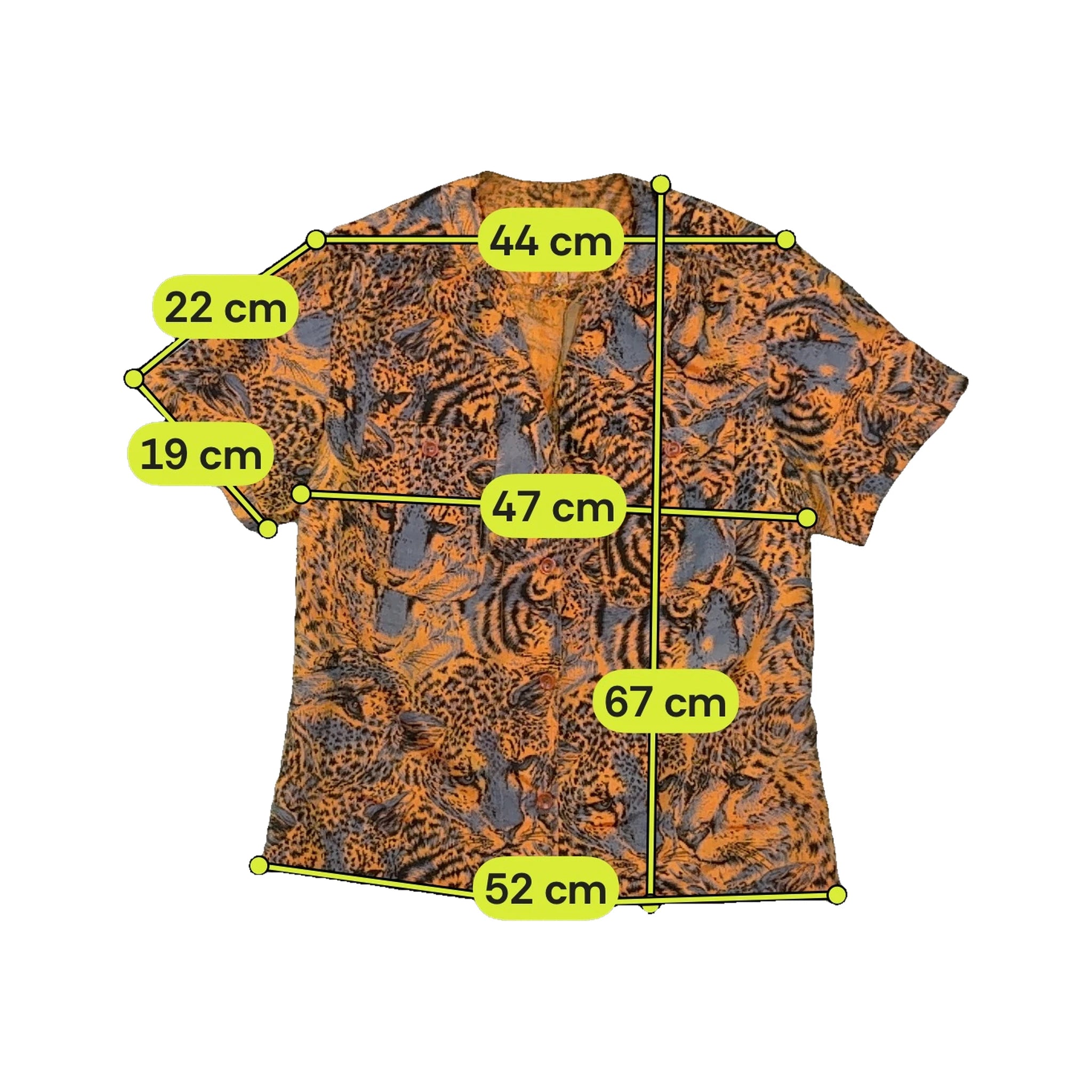 Vintage Orange & Blue Animal Print Short Sleeve Button Up Shirt