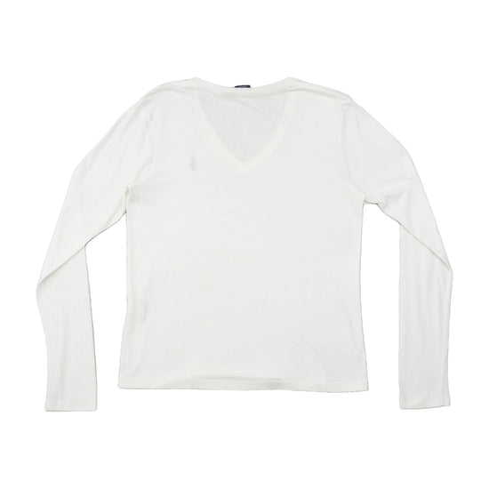 Ralph Lauren Sport White Long Sleeve V-Neck Cotton T-Shirt