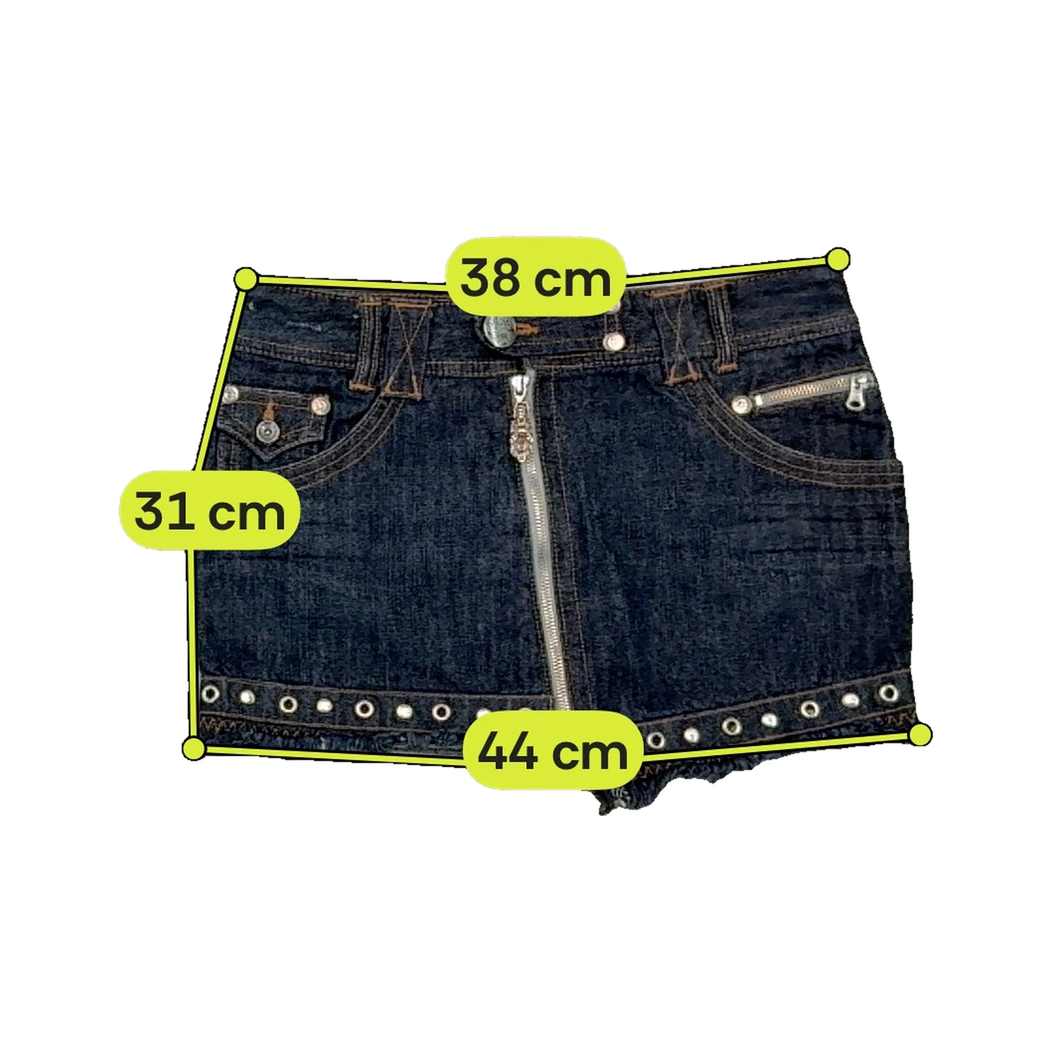 Nine Lives Studded Zip Front Denim Mini Skirt