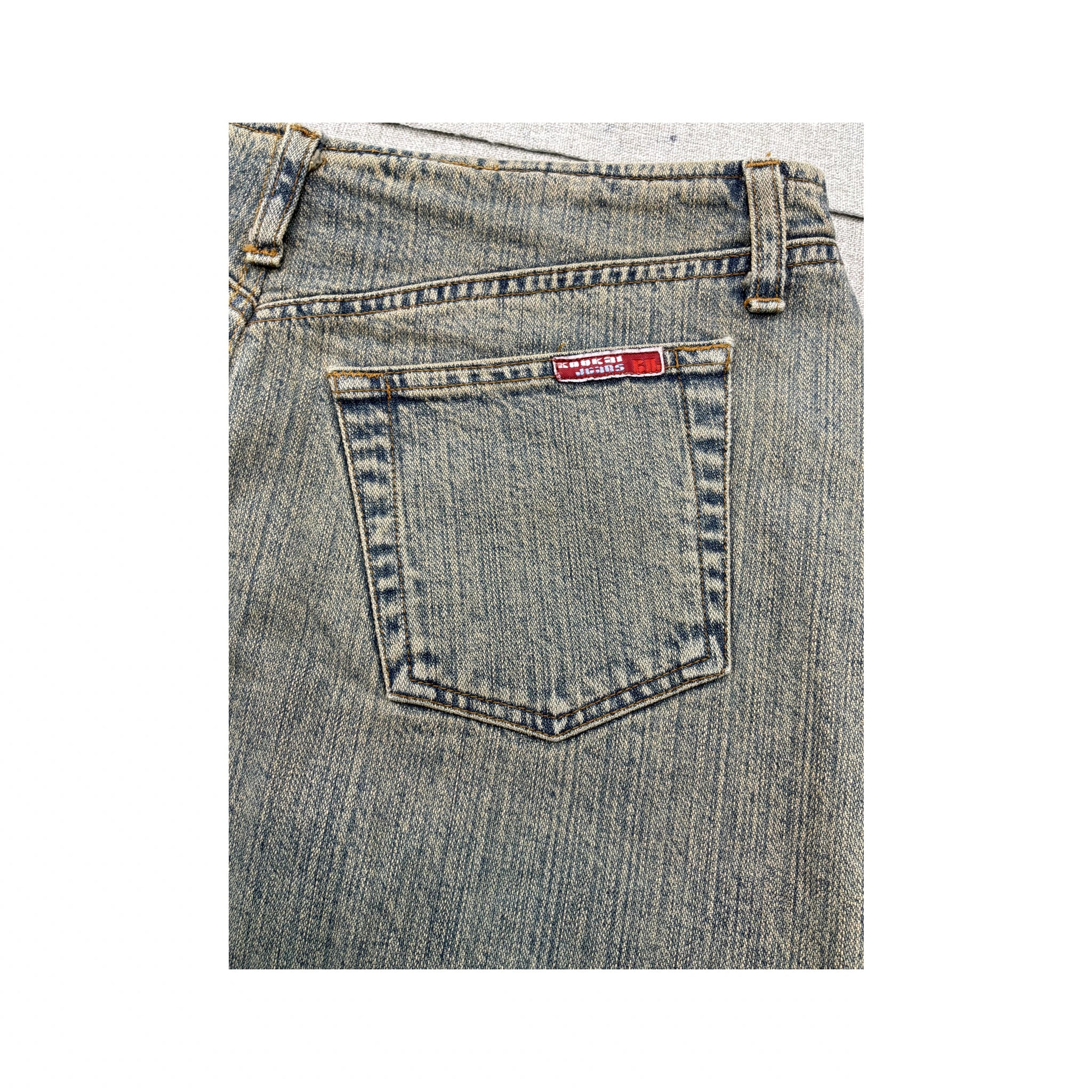 Kookai Light Wash Denim Midi Skirt with Raw Frayed Hem