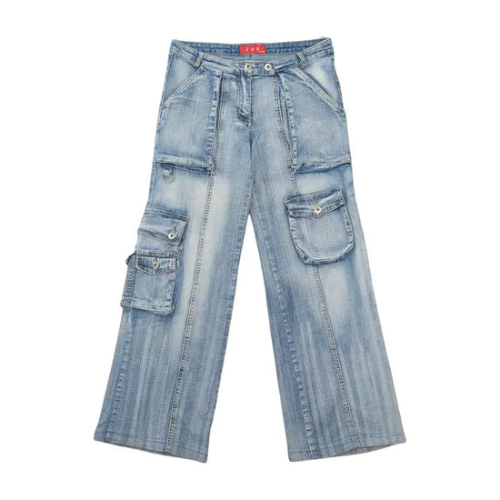 JAX Faded Wide Leg Cargo Jeans
