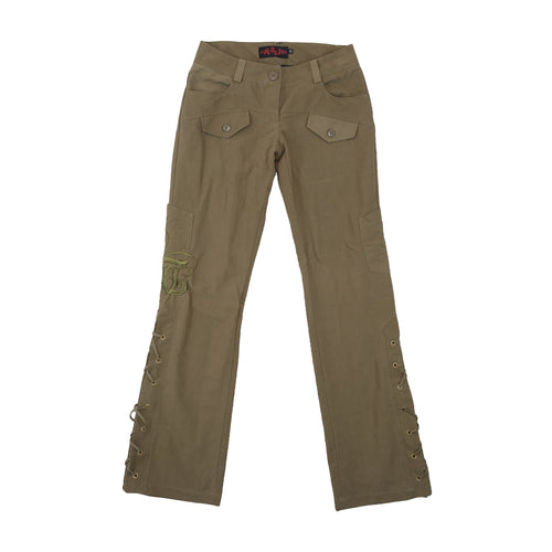Americo Tavar Embroidered Lace-Up Cotton Cargo Pants
