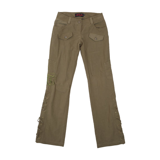 Americo Tavar Embroidered Lace-Up Cotton Cargo Pants