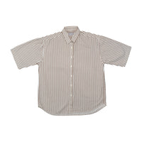 Féminin Creations Brown Striped Short Sleeve Button Up Shirt