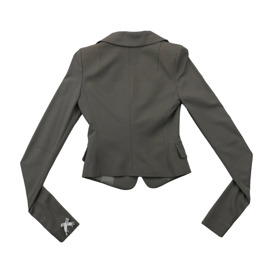 Patrizia Pepe Tailored Gray Notch-Lapel Wool Blazer Jacket