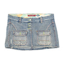 Last Girl Distressed Denim Mini Skirt