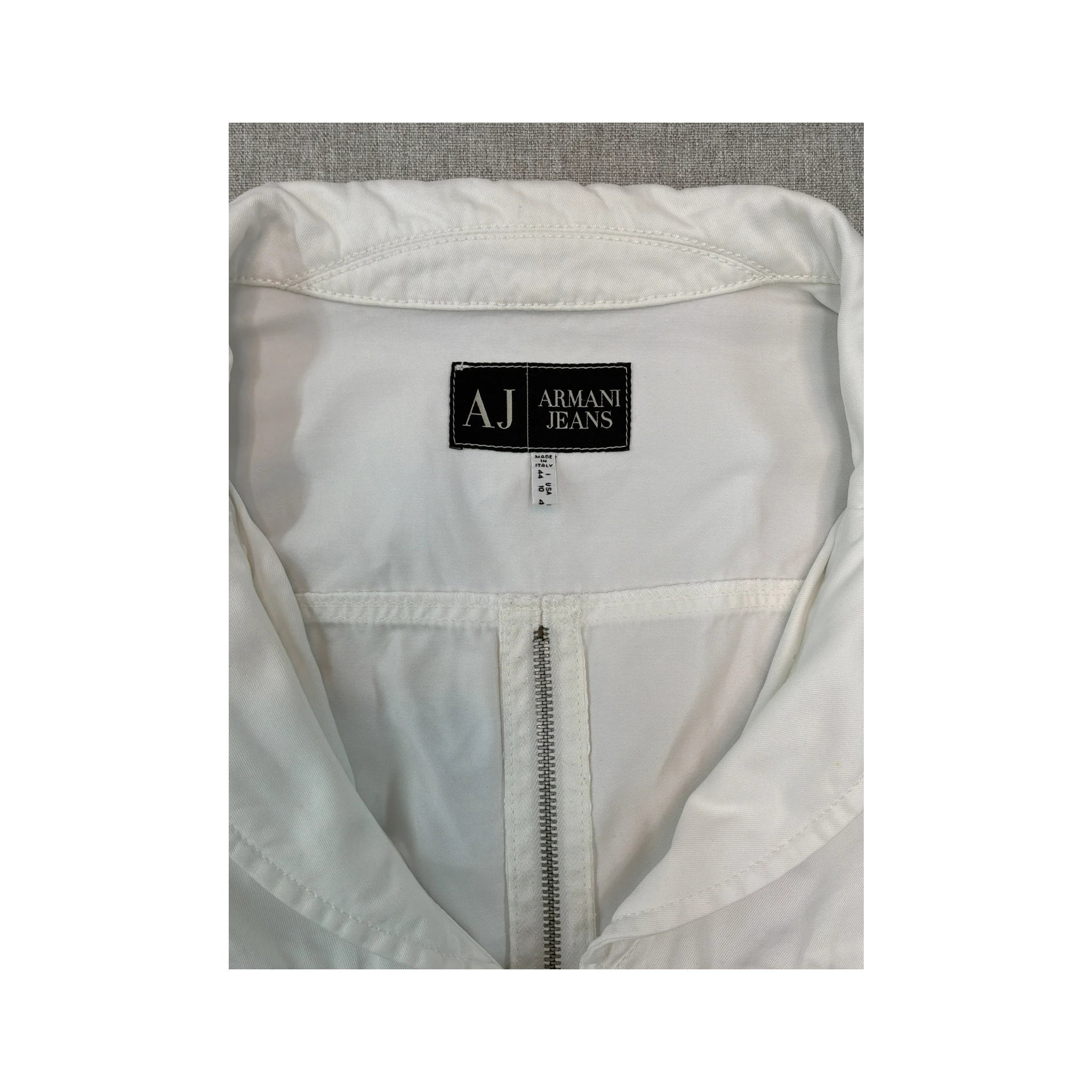 Armani Jeans White Zip Up Utility Jacket