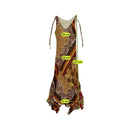 Made in Italy Patchwork Paisley Floral Tie Shoulder Handkerchief Hem Midi Dress