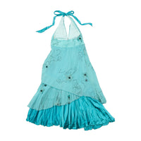 Byer Too Blue Halter Tiered Embellished Dress