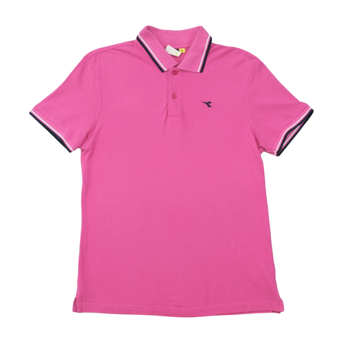 Polo Diadora em piqué de algodão rosa com gola de Vivos