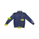Delahaye Vintage Navy Half Button Mock Neck Sweater