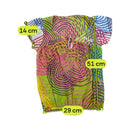 Vintage Abstract Neon Print Tie Neck Blouse
