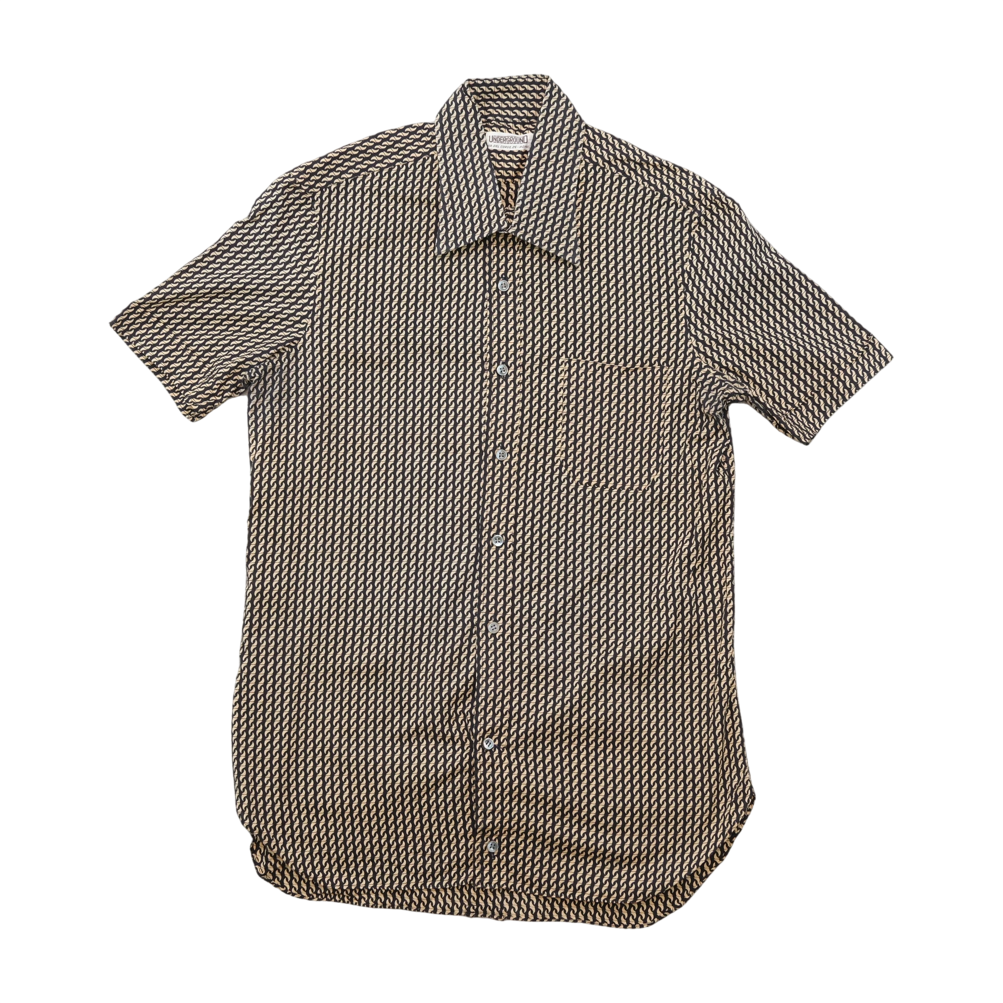 Underground Geometric Print Short Sleeve Button-Up Shirt (SMARTSIZER)