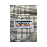 Damage Beige Plaid Short Sleeve Button-Up Shirt