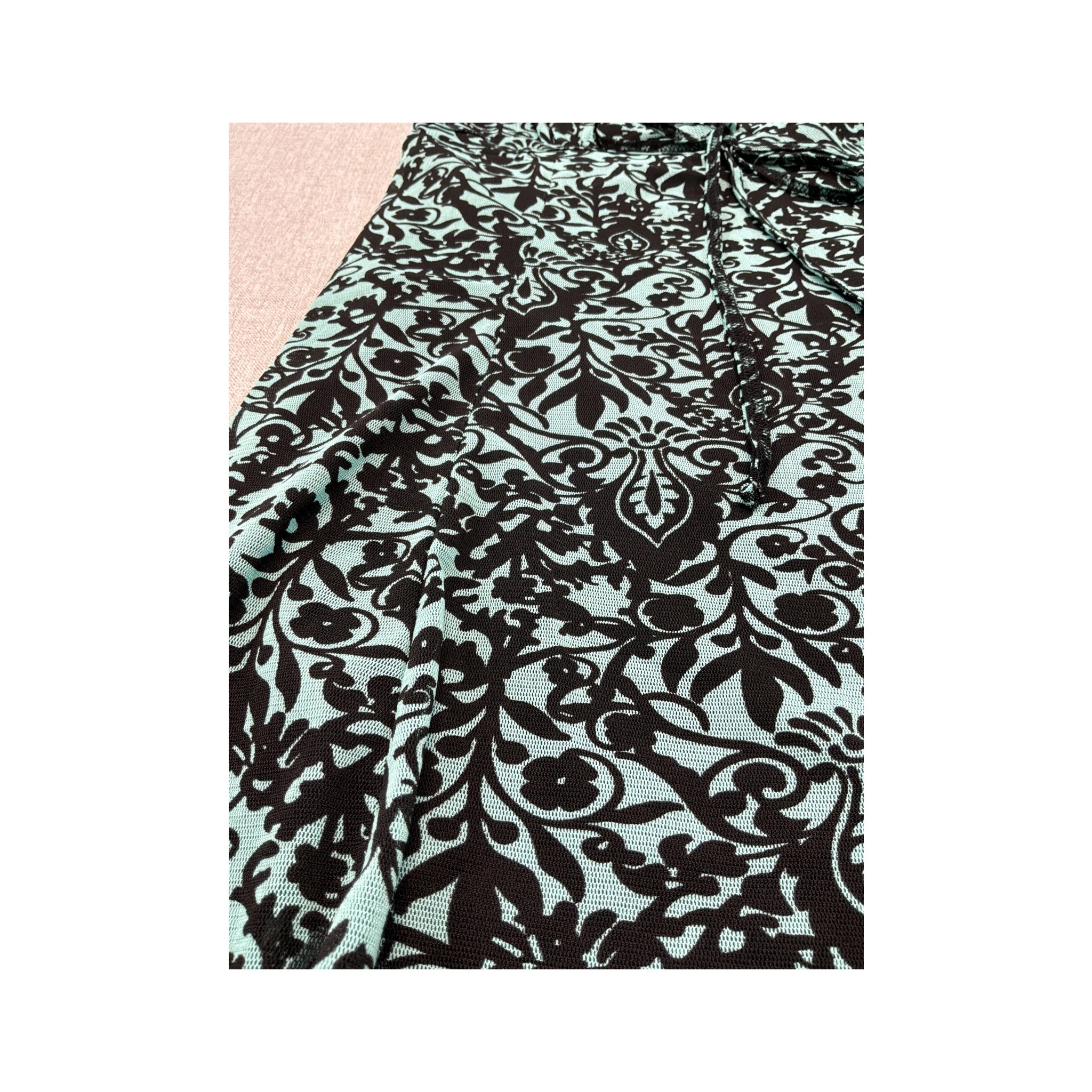 Coolwater Blue Black Baroque Print Tie Front Tank Top