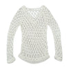 Open Knit Crochet V-Neck Sweater