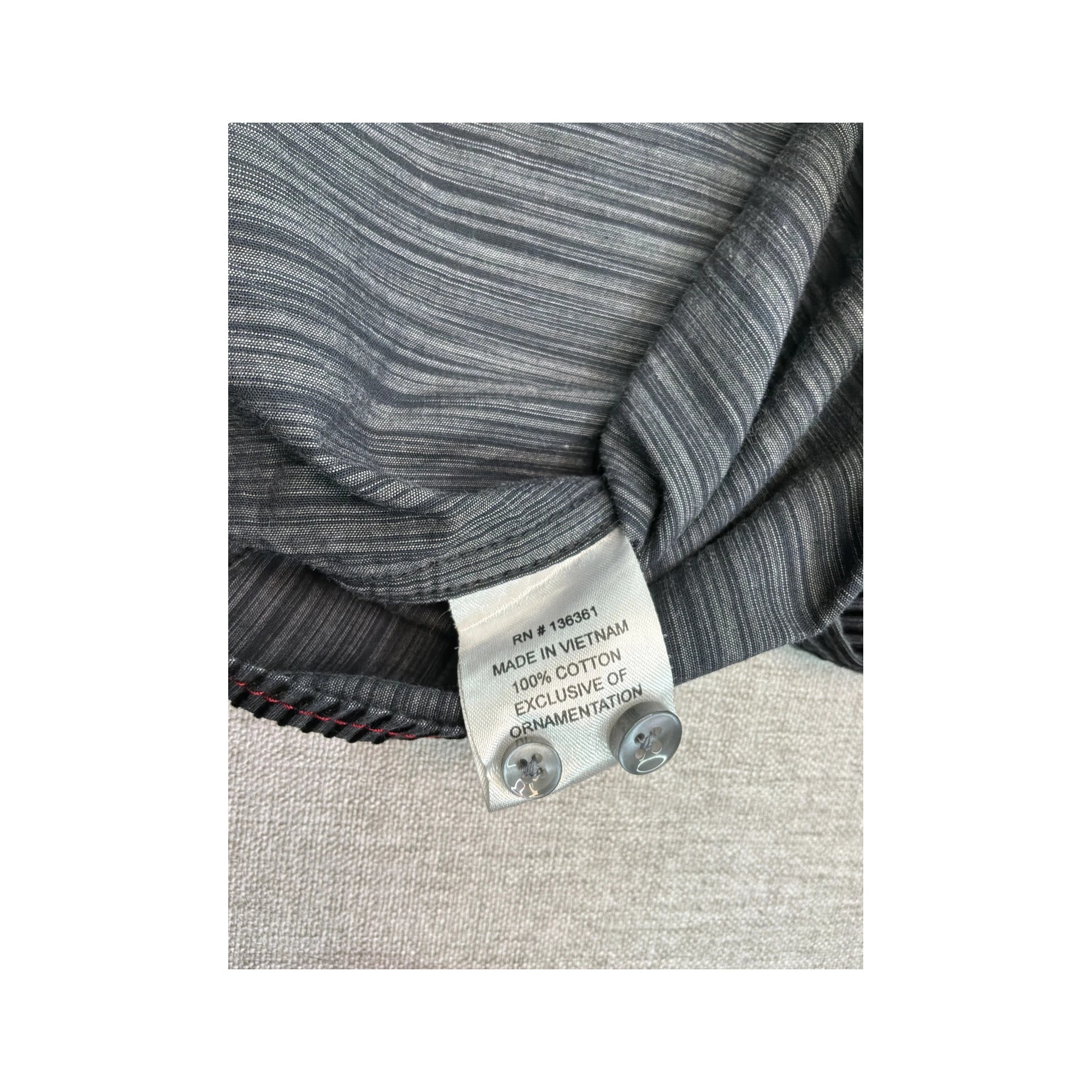 Vintage Italia Black Striped Cotton Button-Up Shirt