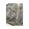 Vintage Olive Green Suede-Look Button Front Ribbed Jacket