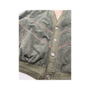 Vintage Olive Green Suede-Look Button Front Ribbed Jacket