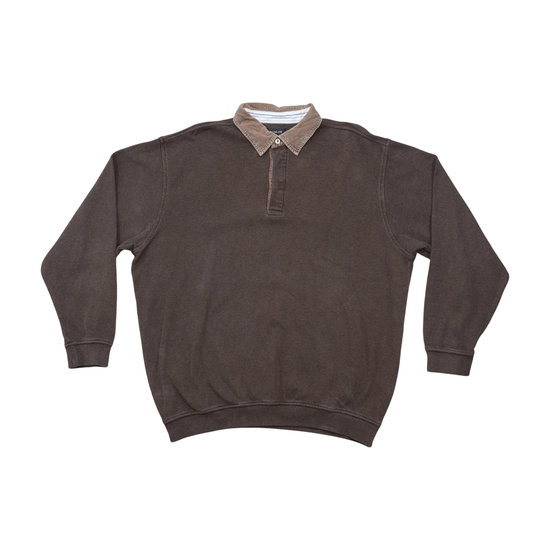 Baumler Waffle Knit Cotton Corduroy Collar Sweater