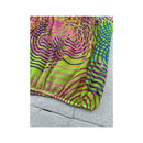 Vintage Abstract Neon Print Tie Neck Blouse