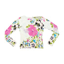 Floral Rib Knit V-Neck Button Cardigan Sweater