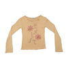 BASE Beige Floral Appliqué Graphic Long Sleeve T-shirt (Repriced)