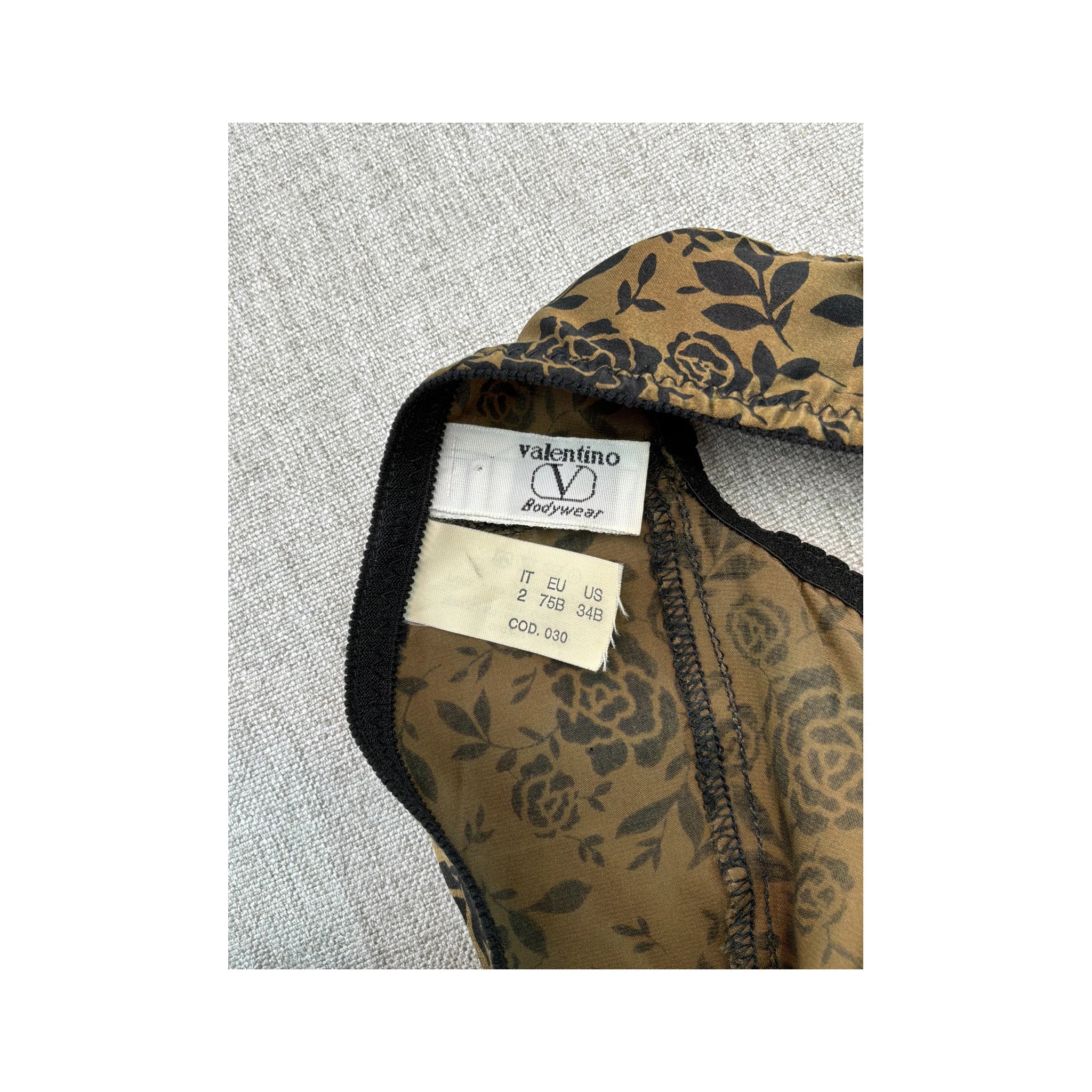 Valentino Brown Floral Silk Bralette Tank Top