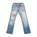 Vintage Tropical Embroidered Distressed Denim Jeans