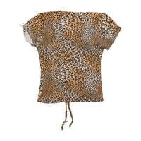 You & Me Italia Leopard Print Ruched Tie Front Blouse