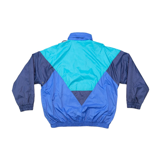 Vintage Blue Teal Color Block Pullover Windbreaker Jacket