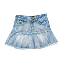 Distressed Denim Flounce Mini Skirt