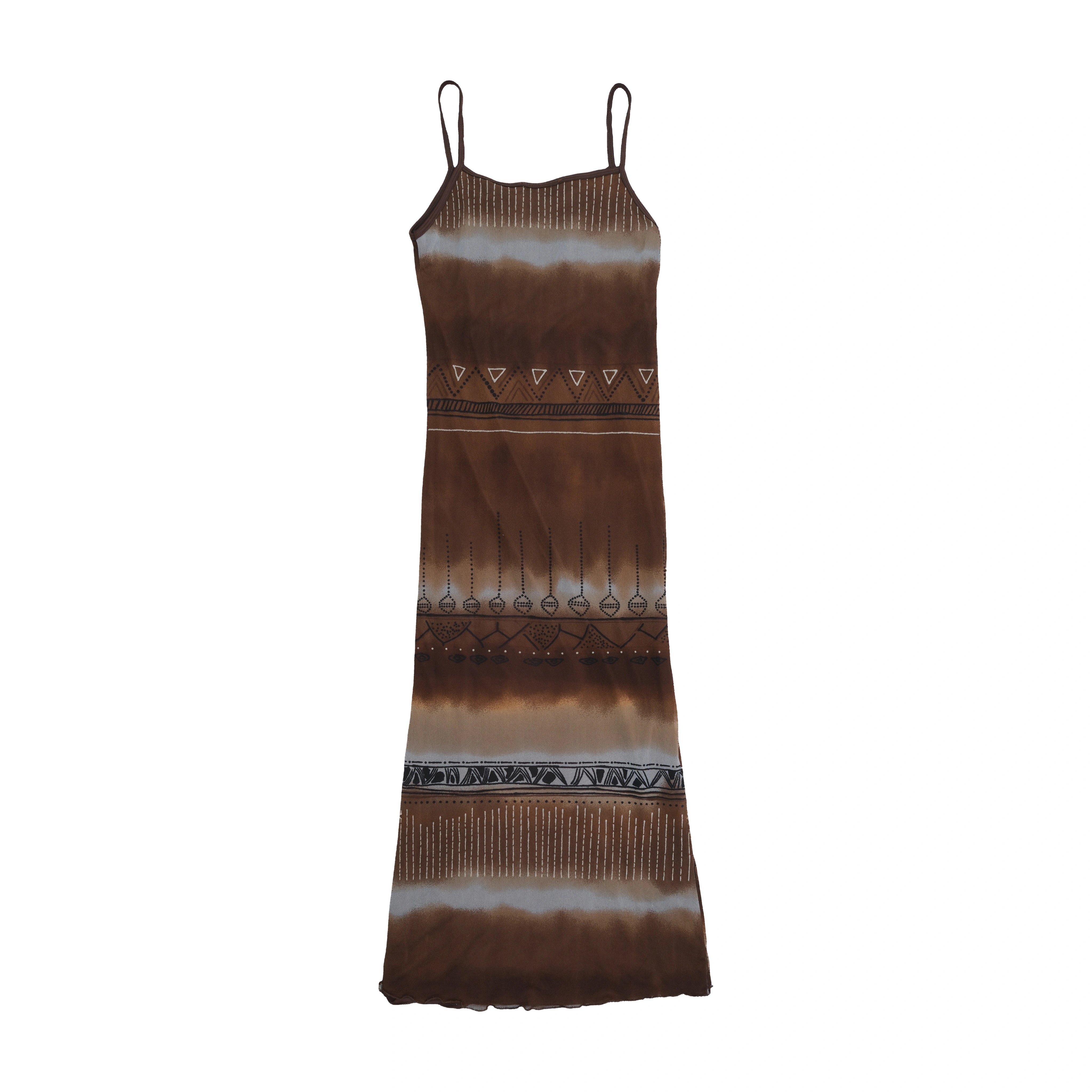 LuLu H'h Boho Stripe Tie-Dye Print Slip Dress