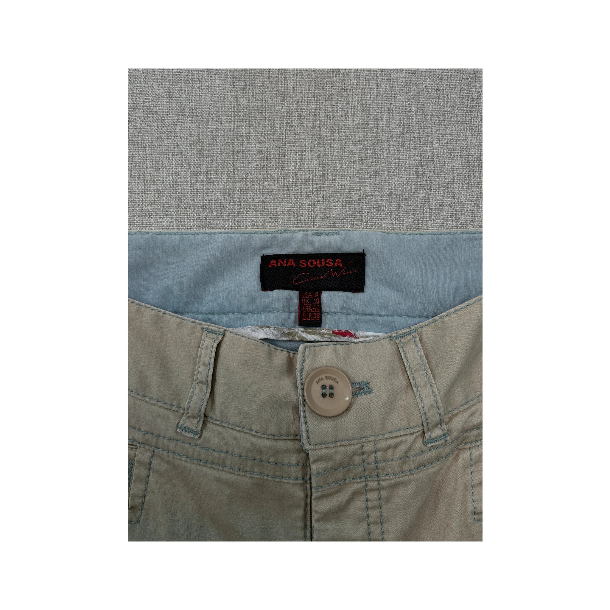 Ana Sousa Blue-Trim Cotton Chino Jeans