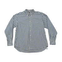 Green Leaves Gingham Plaid Button-Down Cotton Shirt