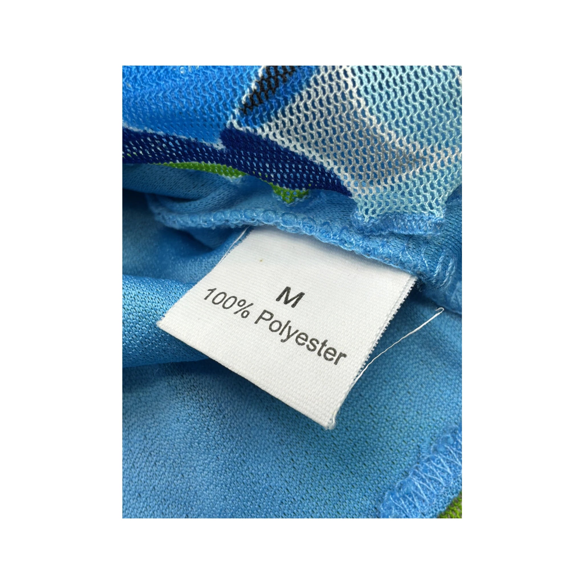 Pure System Blue Green Psychedelic Floral Mesh Blouse