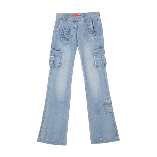 Blue Collection Distressed Cargo Flare Jeans