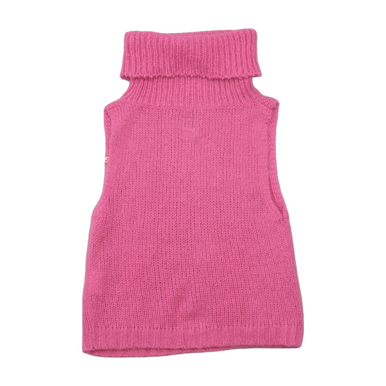 Miss Sixty Fuzzy Pink Mohair Turtleneck Sleeveless Sweater