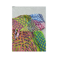 Vintage Abstract Neon Print Tie Neck Blouse
