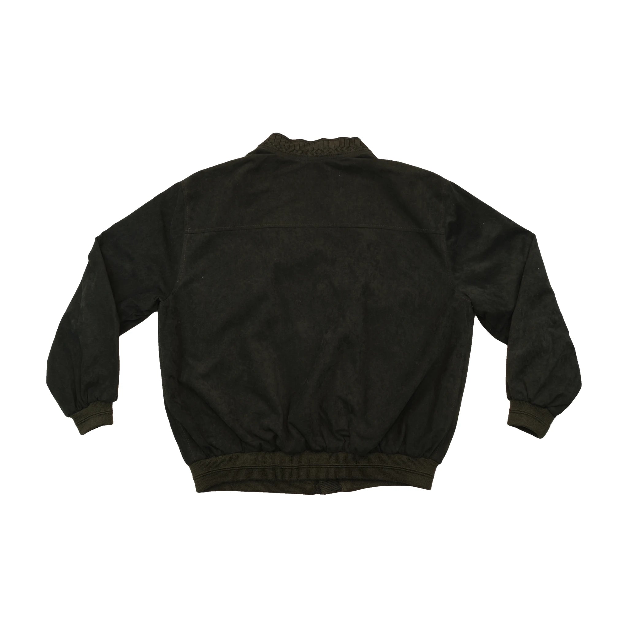 Vintage Olive Green Suede-Look Button Front Ribbed Jacket