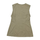 Vintage Olive Green Sleeveless Button-Front Blouse