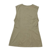 Vintage Olive Green Sleeveless Button-Front Blouse