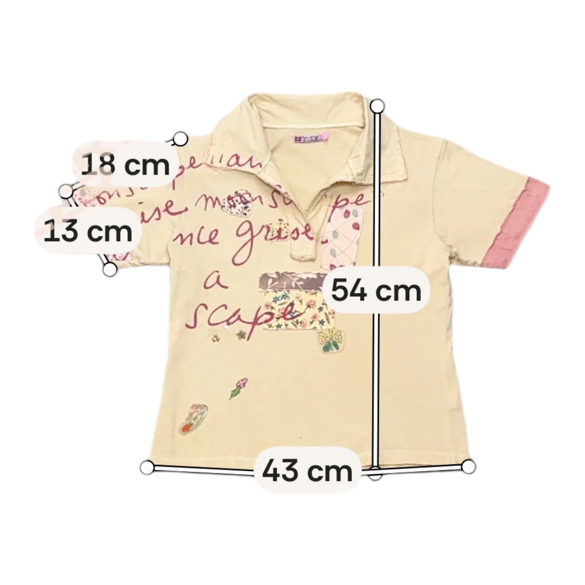 Polo com estampado gráfico de Patchwork e Letras Caprichoso