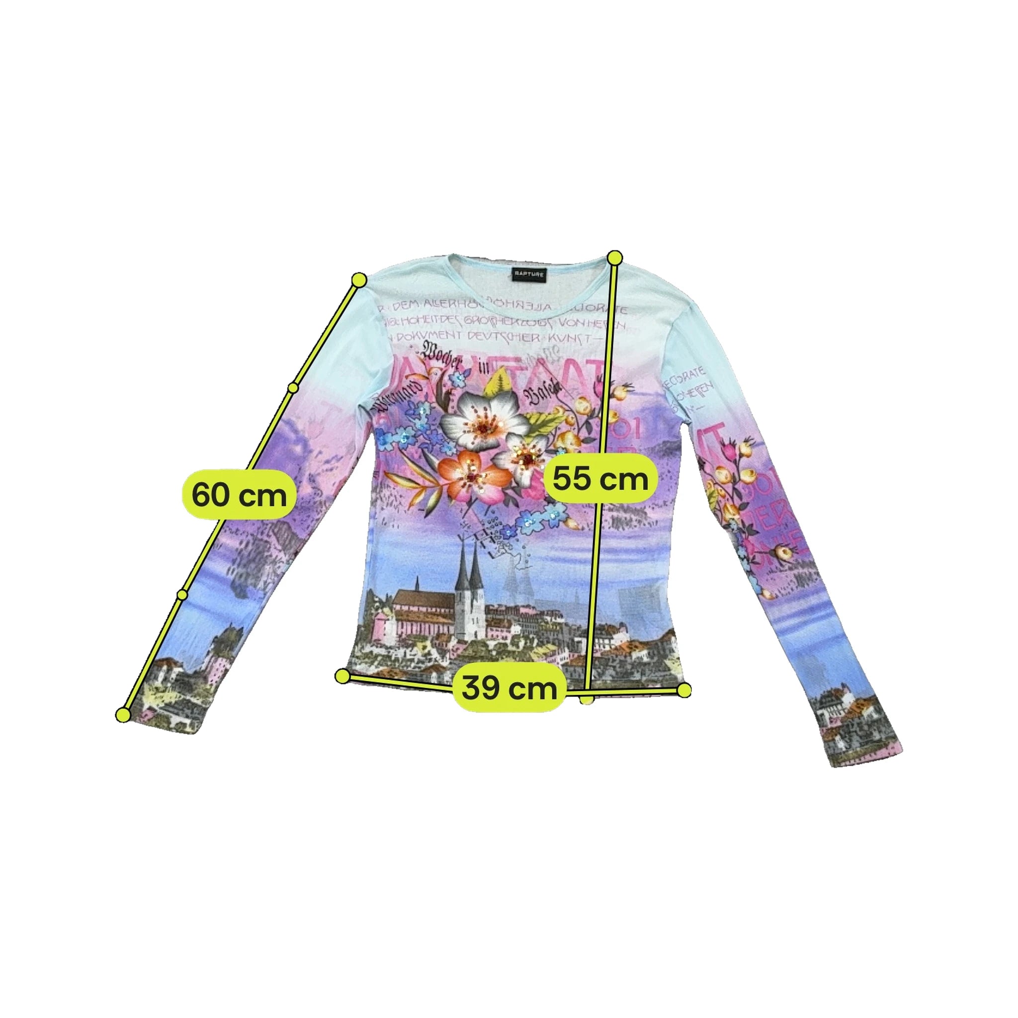 Rapture Floral Scenic Mesh Long Sleeve T-shirt (Repriced)
