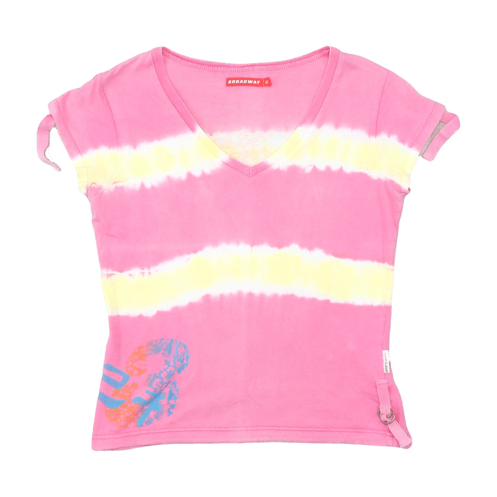 T-shirt Broadway Tie-Dye com decote em V e estampado gráfico