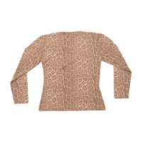 T-shirt Patty Rossi de Manga Comprida com decote Redondo e estampado de Leopardo