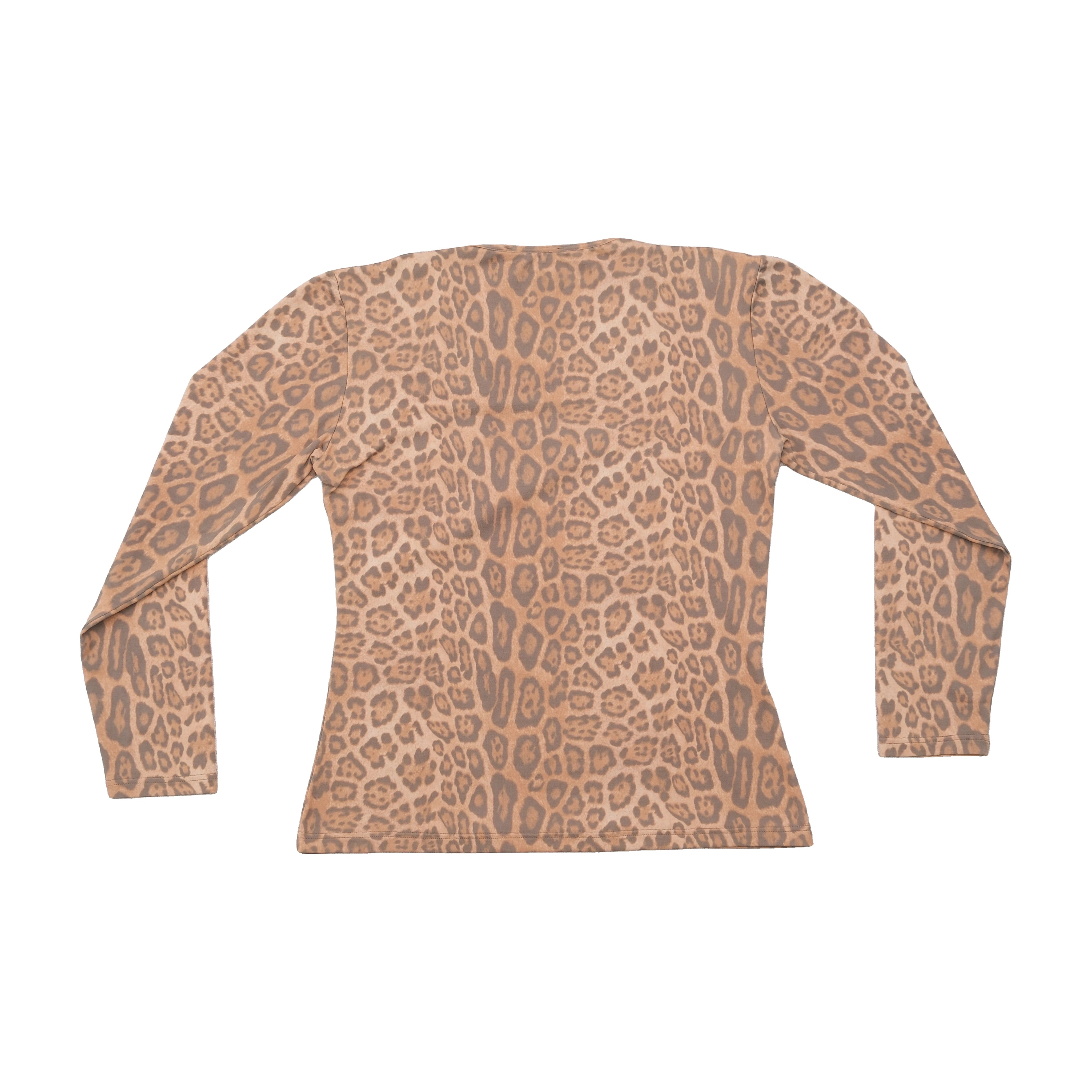 T-shirt Patty Rossi de Manga Comprida com decote Redondo e estampado de Leopardo